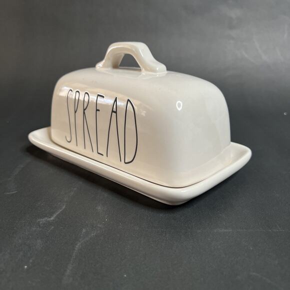 Rae Dunn, Artisan Collection, Covered Butter Dish, SPREAD Text,Ceramic,Farmhouse - Picture 4 of 14
